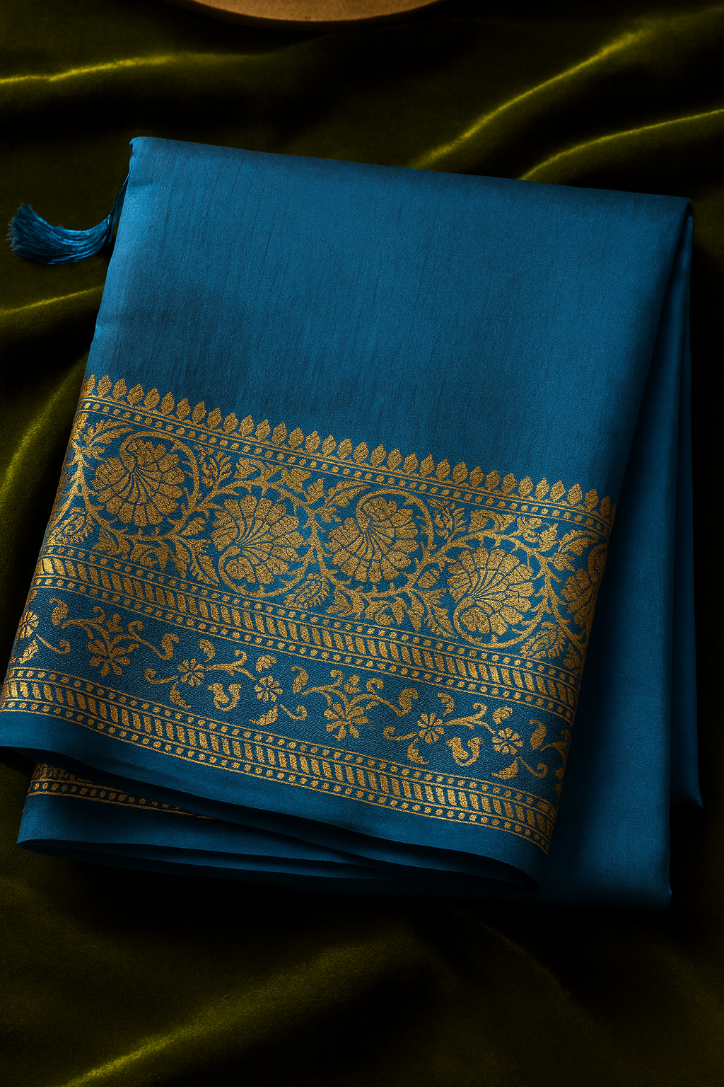 Royal Blue Art Silk Saree with Golden Zari Border