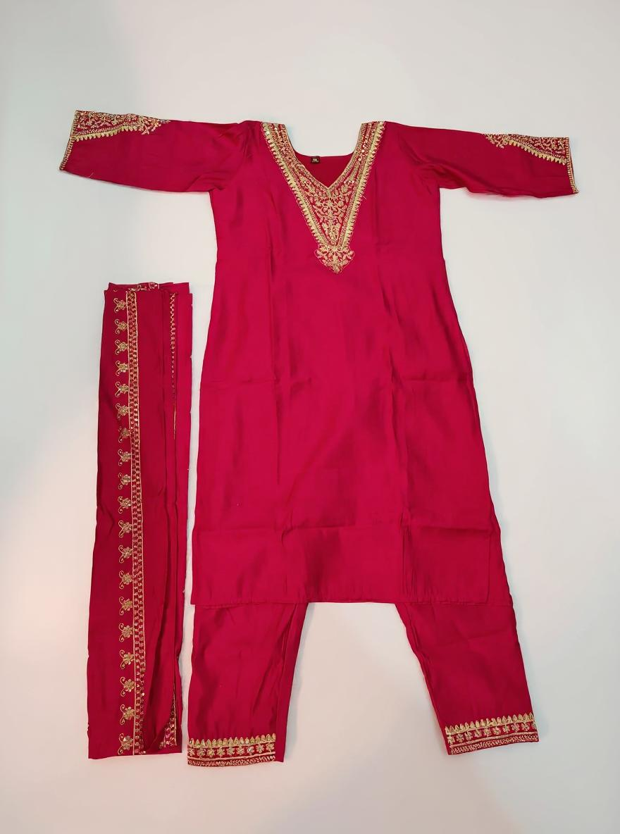 Royal Crimson Kurti Set with Dupatta