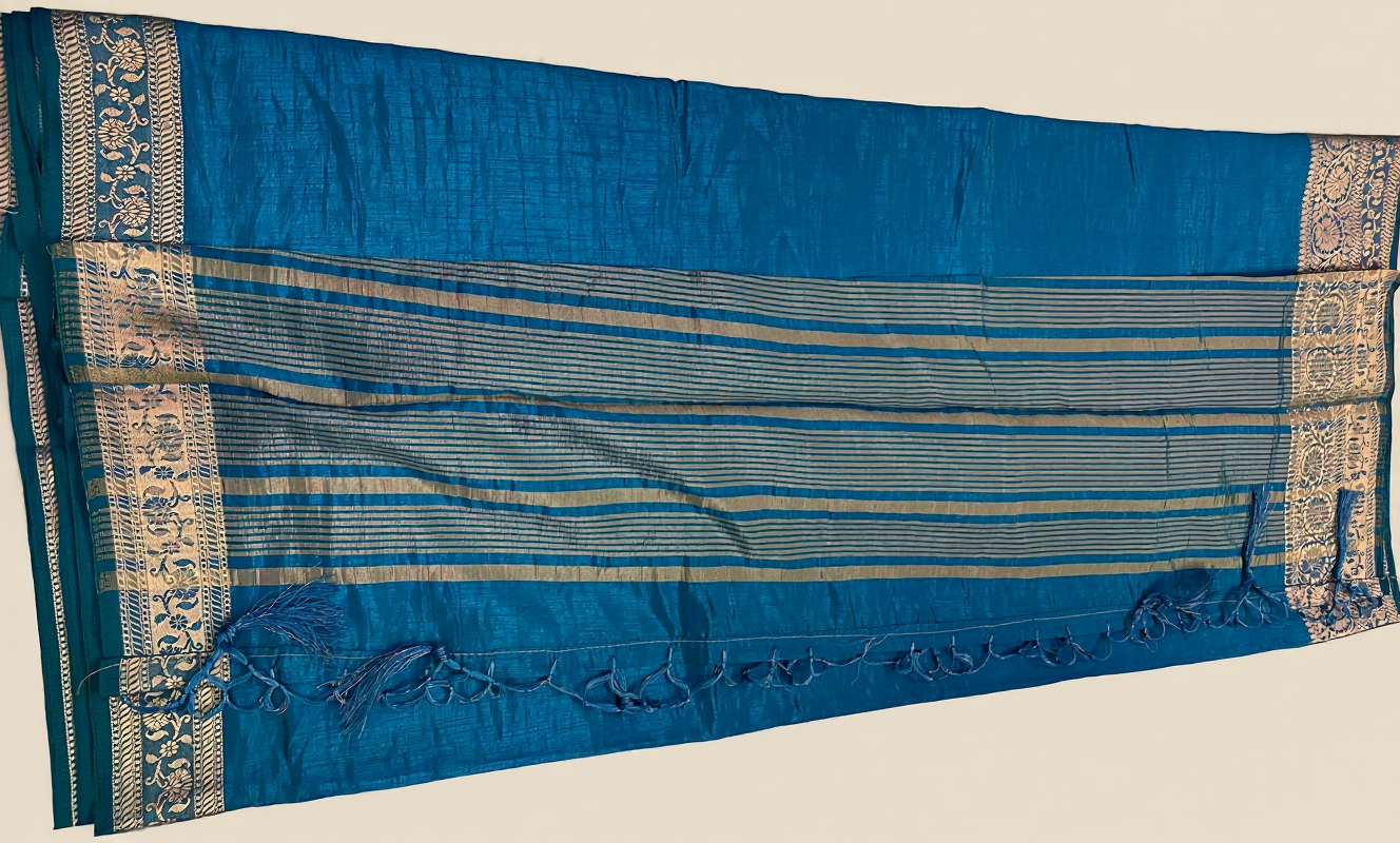 Royal Blue Art Silk Saree with Golden Zari Border