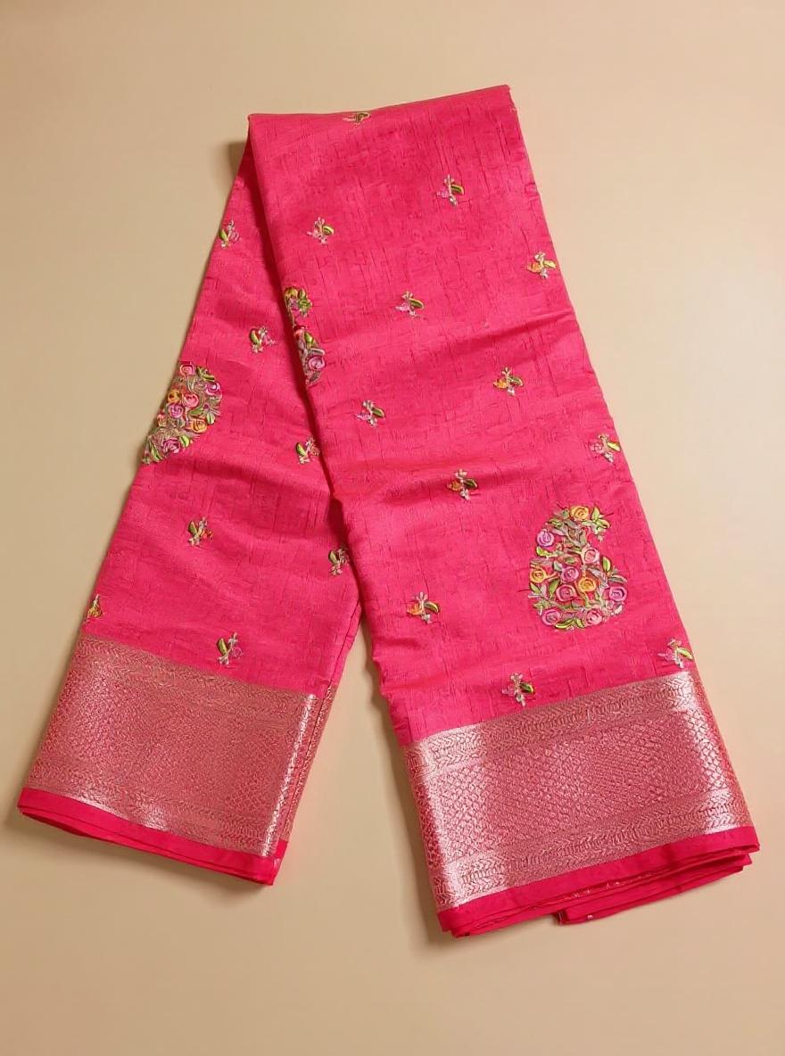 Rose Radiance Zari-Butta Art Silk Saree