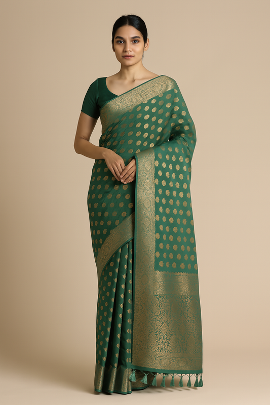 Royal Emerald Zari-Brocade Art-Silk Saree