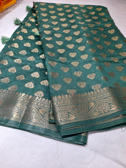 Royal Emerald Zari-Brocade Art-Silk Saree