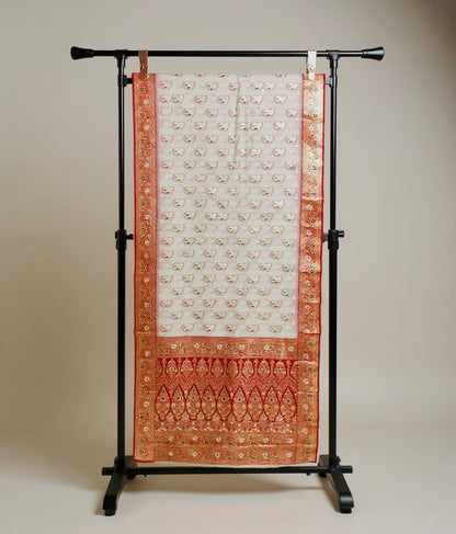 Andvib Red Heritage Silk Saree with Rich Golden Border