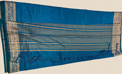 Royal Blue Art Silk Saree with Golden Zari Border